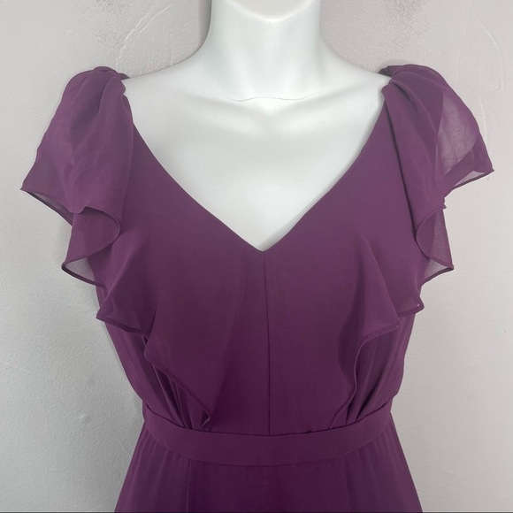 JENNY YOO Purple Cecilia Dress Size 0 Wedding Bridesmaid Formal Maxi Ruffle - Picture 4 of 9